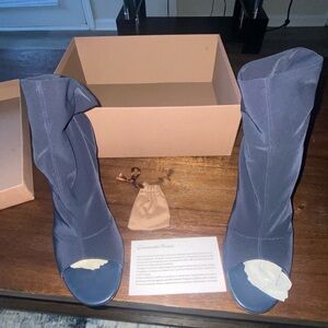 Gianvito Rossi Blue Peep Toe Boots